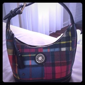 Dooney and Burke plaid bucket purse